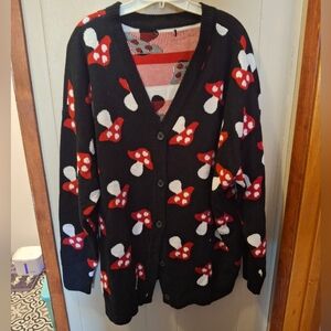 Hot Topic Black Cardigan with Red Mushroom Design